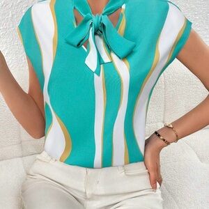 Elegant Teal and Gold Women's Top
